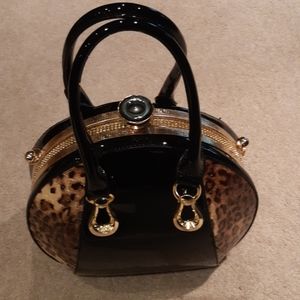 Purse black & leopard print